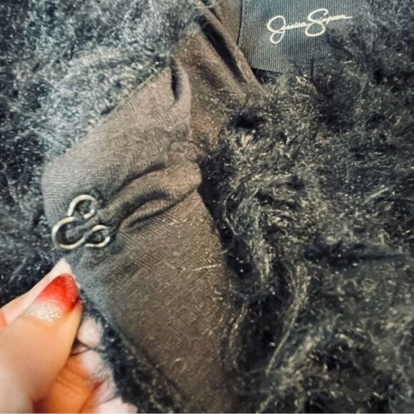 Jessica Simpson Kassidy Embellished Faux-Shearling Black Studded Jacket XS - Picture 5 of 15